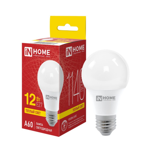 Лампа светодиодная LED-A60-VC 12Вт 230В Е27 3000К 1080Лм IN HOME купить за 99 руб. в Новосибирске