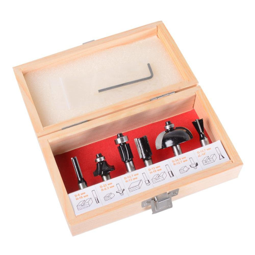 Набор фрез по дереву 6шт.(хвостовик 8мм), кейс Вихрь, 73/10/6/20 купить за 1&nbsp;550 руб. в Новосибирске