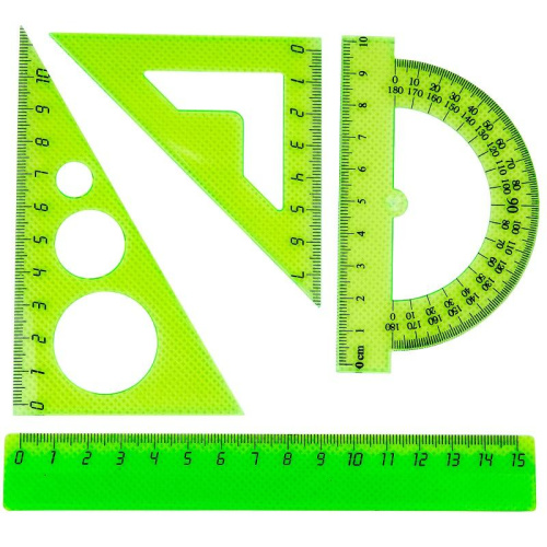 Набор малый: линейка 15см, угольники 10см и 7см, трансп-р 10см,цвет васс., 858931 купить за 71 руб. в Новосибирске