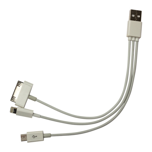 USB кабель 3 в 1 только для зарядки iPhone 5/iPhone 4/microUSB белый купить за 189 руб. в Новосибирске