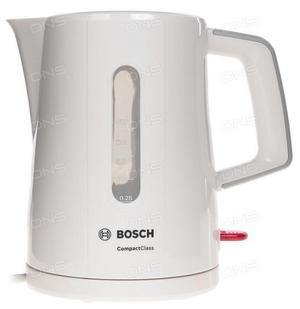 Электрочайник Bosch TWK3A051 белый [пластик, 1 л, 2400 Вт, фильтр, скрытый нагревательный элемент, двойные стенки] купить за 0 руб. в Новосибирске