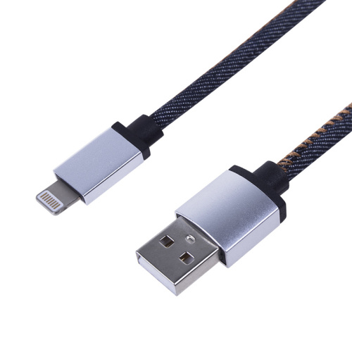 USB кабель для iPhone 5/6/7 моделей, шнур в джинсовой оплетке REXANT купить за 0 руб. в Новосибирске