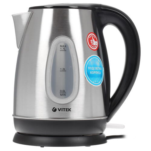 Электрочайник Vitek VT-7039 ST серебристый [нержавеющая сталь, 1.7 л, 2200 Вт, фильтр, скрытый нагревательный элемент купить за 0 руб. в Новосибирске