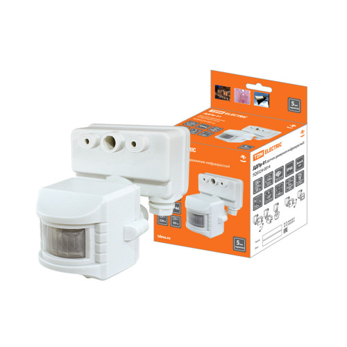 Датчик движения на прожектор ДДПр-01 белый 1100Вт, 5-480с, 12м, 5+Лк,120 гр, IP44 TDM SQ0324-0014 купить за 977 руб. в Новосибирске