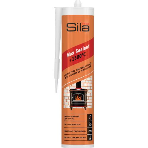 Герметик для печей, силикатный, Sila PRO Max Sealant +1500°С, 280мл  (1 уп - 12 шт), SSP15280 купить за 333 руб. в Новосибирске