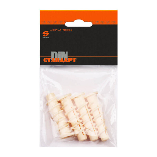 Дюбель SORMAT KBT 4 10х50 (4 шт) нейлон (пакетик), тов-111700 купить за 276 руб. в Новосибирске