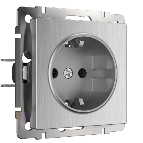 Розетка с заземлением (серебряный рифленый) / WL09-SKG-01-IP20 / W1171009, WERKEL купить за 0 руб. в Новосибирске