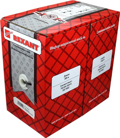 Кабель UTP  4PR  24AWG  CAT5e  305м  REXANT (чистая медь) купить за 118 руб. в Новосибирске