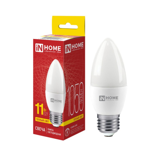Лампа светодиодная LED-СВЕЧА-VC 11Вт 230В Е27 3000К 820Лм IN HOME купить за 97 руб. в Новосибирске