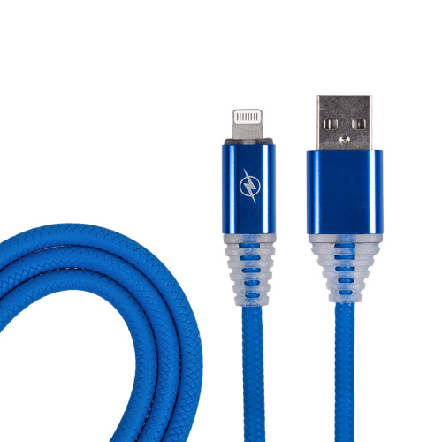 USB кабель для iPhone 5/6/7/8/X моделей, шнур SOFT TOUCH 1 м синий купить за 0 руб. в Новосибирске