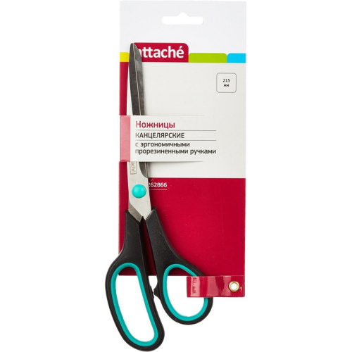 Ножницы Attache 215 мм с пласт. прорезин. руч.Attache цвет зелен/черн, 262866 купить за 159 руб. в Новосибирске