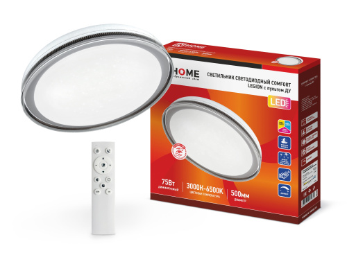 Светильник светодиодный COMFORT LEGION  75Вт 230В 3000-6500K 6000Лм 500x85мм с пультом ДУ IN HOME купить за 0 руб. в Новосибирске