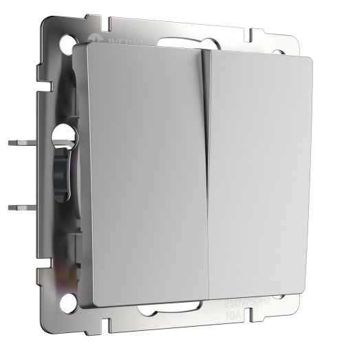 Выключатель 2-клавишный (серебряный) / WL06-SW-2G / W1120006, WERKEL купить за 648 руб. в Новосибирске