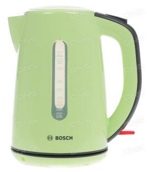 Электрочайник Bosch TWK7506 зеленый [пластик, 1.7 л, 2200 Вт, фильтр, скрытый нагревательный элемент] купить за 0 руб. в Новосибирске