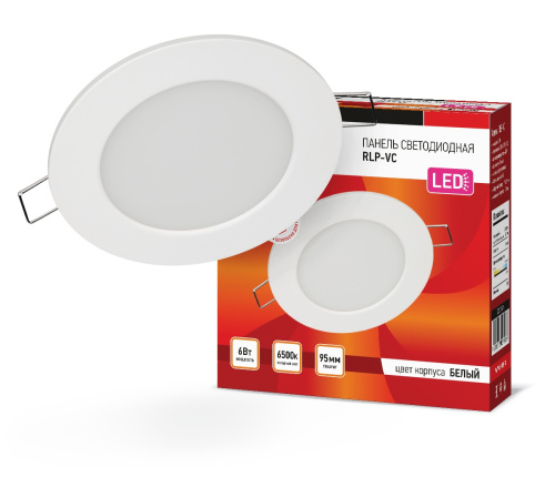 Панель светодиодная круглая RLP-VC 6Вт 230В 6500К 420Лм 95мм белая IP40 IN HOME купить за 137 руб. в Новосибирске
