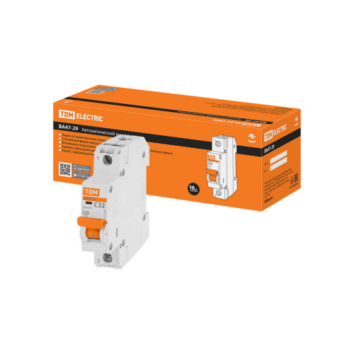 Автоматический выключатель ВА47-29 1Р 32А 4,5кА х-ка С TDM (SQ0206-0077) купить за 296 руб. в Новосибирске