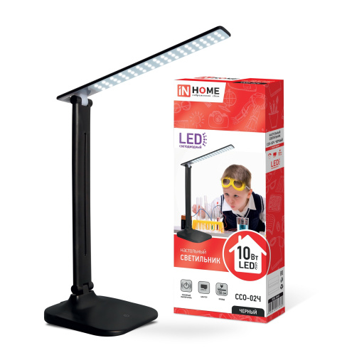 Светильник настольный светодиодный ССО-02Ч 10Вт сенсор-диммер адаптер черный IN HOME купить за 1 420 руб. в Новосибирске