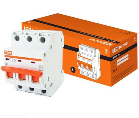 Автоматический выключатель ВА47-29 3Р 25А 4,5кА х-ка С TDM (SQ0206-0111) купить за 760 руб. в Новосибирске