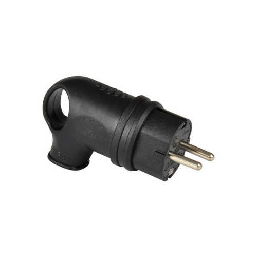 Вилка угловая с заземлением каучук 16А IP44 черная 9220 IN HOME купить за 136 руб. в Новосибирске