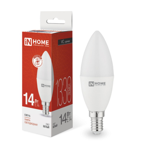 Лампа светодиодная LED-СВЕЧА-VC 14Вт 230В E14 4000K 1330Лм IN HOME купить за 115 руб. в Новосибирске