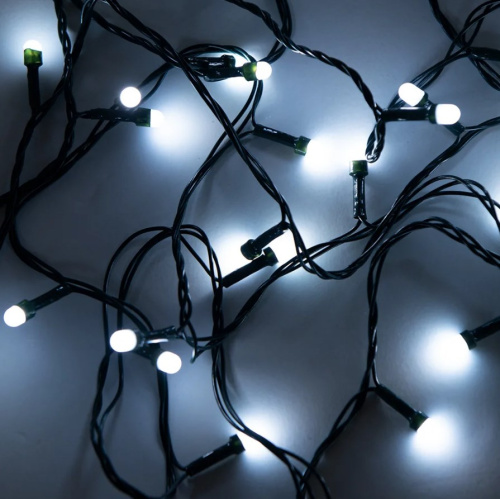 Гирлянда светодиодная "Минишарики", SE-MINI-110W, 10М, 100LED, хол.белый,темно-зел.шн 0,7м, контр, Funray, 2638 купить за 485 руб. в Новосибирске