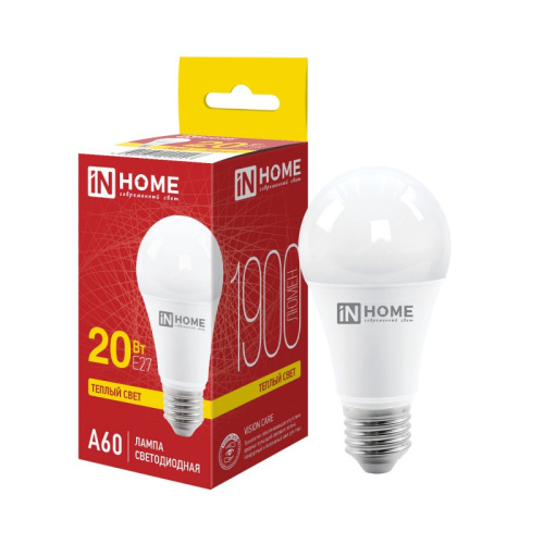 Лампа светодиодная LED-A60-VC 20Вт 230В Е27 3000К 1800Лм IN HOME купить за 139 руб. в Новосибирске