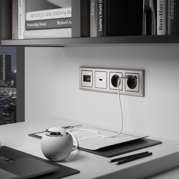 Розетка с заземлением (глянцевый никель) / WL02-SKG-01-IP20 / W1171002, WERKEL купить за 0 руб. в Новосибирске