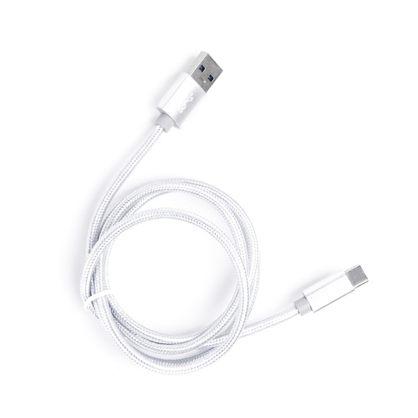 Шнур USB Type-C 3.1 - USB А 3.0,    1 метр (шт/шт), серебряный, Атом, (БЫСТРАЯ ЗАРЯДКА), 31022 купить за 434 руб. в Новосибирске