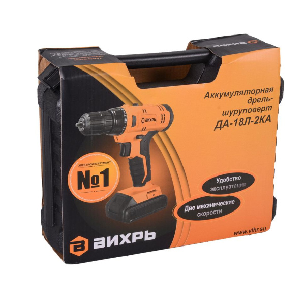 Дрель-шуруповерт аккумуляторная "ВИХРЬ" ДА-18Л-2КА, 72/14/25 купить за 3&nbsp;390 руб. в Новосибирске