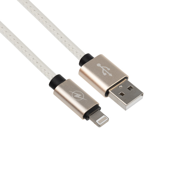 USB кабель для iPhone 5/6/7/8/X моделей, белый эко-кожа, 1 метр REXANT купить за 0 руб. в Новосибирске