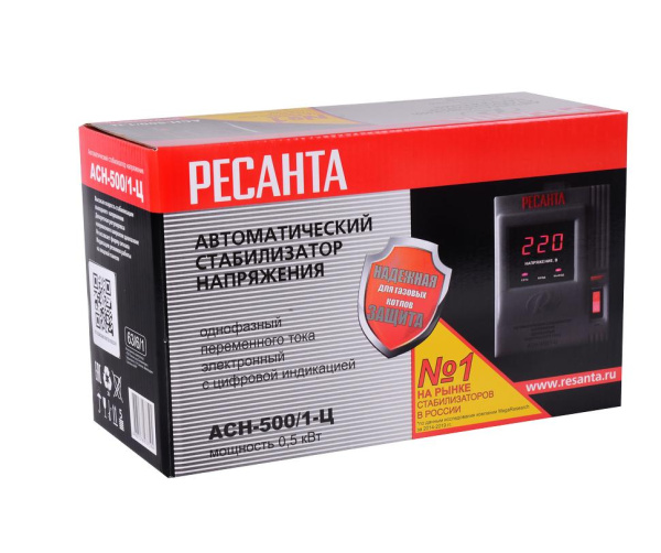 Стабилизатор напряжения АСН-500/1-Ц Ресанта, 0,5 кВт, 63/6/1 купить за 2&nbsp;690 руб. в Новосибирске