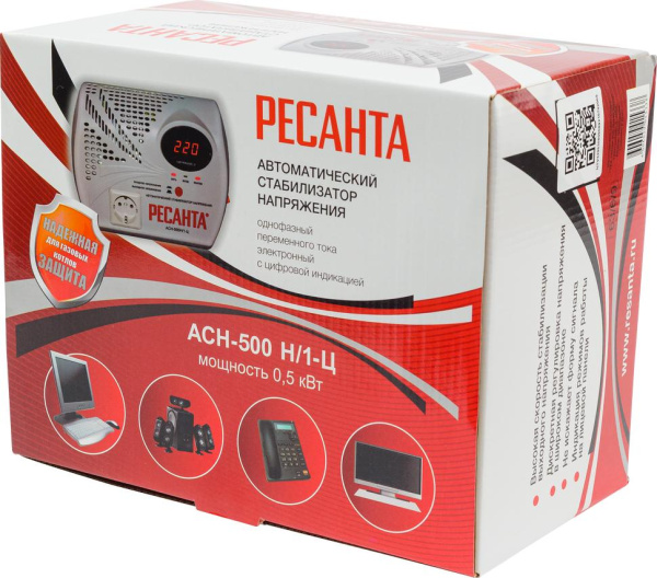 Стабилизатор РЕСАНТА АСН-500Н/1-Ц, 63/6/9 купить за 4&nbsp;544 руб. в Новосибирске