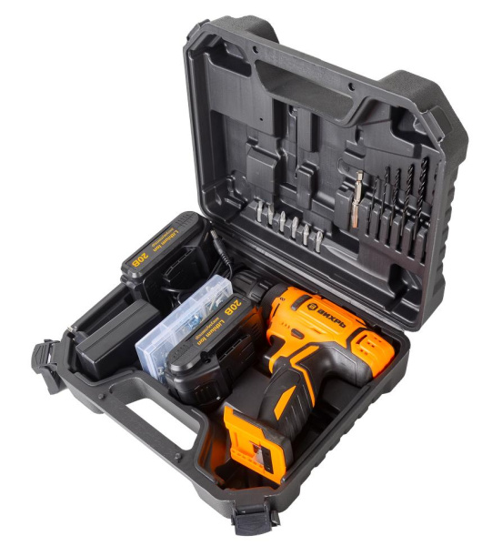 Дрель-шуруповерт аккумуляторная ДА-20Л-2КА с набором оснастки 65 предметов Вихрь, шт, 72/14/36 купить за 5&nbsp;100 руб. в Новосибирске