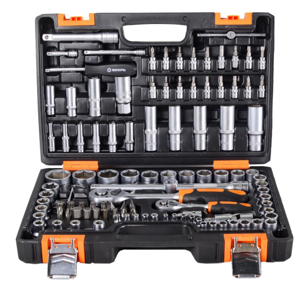 Набор инструментов , 1/2", 1/4", CrV, в кейсе 108 предм Вихрь, шт, 73/6/7/8 купить за 8&nbsp;856 руб. в Новосибирске