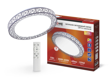 Светильник светодиодный COMFORT Loft-G 55Вт 230В 3000-6500K 4400Лм 400x100мм с пультом ДУ IN HOME купить за 0 руб. в Новосибирске
