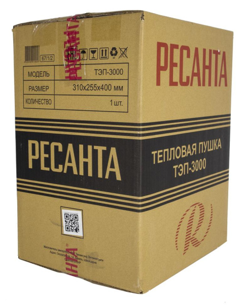 Тепловая электрическая пушка ТЭП-3000 Ресанта, 67/1/2 купить за 4 290 руб. в Новосибирске