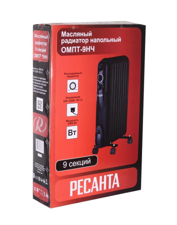 Масляный радиатор ОМПТ- 9НЧ Ресанта, 67/3/14 купить за 4&nbsp;590 руб. в Новосибирске