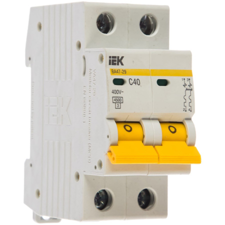 Автоматический выключатель ВА47-29 2п 40А  х-ка C   4,5кА  MVA20-2-040-C  IEK, 7185 купить за 530 руб. в Новосибирске