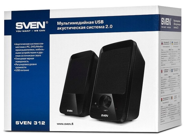 Колонки 2.0 SVEN 312  4Вт [2 х 2 Вт , USB-питание] купить за 0 руб. в Новосибирске