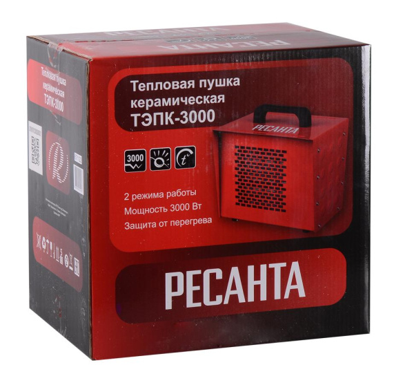 Тепловая электрическая пушка ТЭПК-3000 Ресанта, 67/1/22 купить за 3&nbsp;281 руб. в Новосибирске