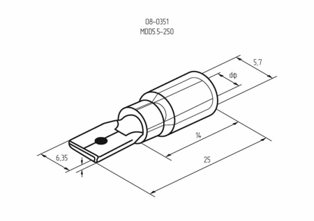 КЛЕММА ПЛОСКАЯ изолированная (штекер)  4-6мм²  (VM5.5-250)  REXANT купить за 15 руб. в Новосибирске