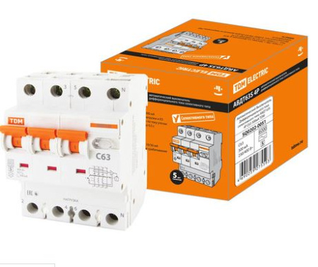 TDM АВДТ 63S 4P C63 300mA SQ0202-0051 (Автомат + УЗО защита по пожаробезопасности) селективного типа, 3х фазное купить за 4&nbsp;255 руб. в Новосибирске