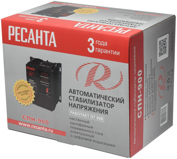 Стабилизатор СПН-900 Ресанта, 90-260В, 63/6/23 купить за 4 890 руб. в Новосибирске