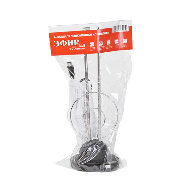 Антенна комнатная ДМВ+МВ пассивная с кольцом Эфир SE-618 усы 1м кабель 1м, 5-8 дБ купить за 315 руб. в Новосибирске