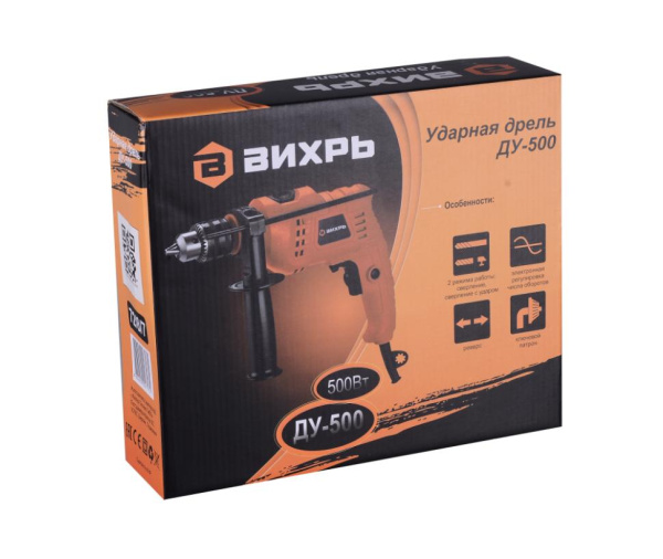 Дрель ударная ДУ-500 Вихрь, шт, 72/8/7 купить за 1&nbsp;890 руб. в Новосибирске
