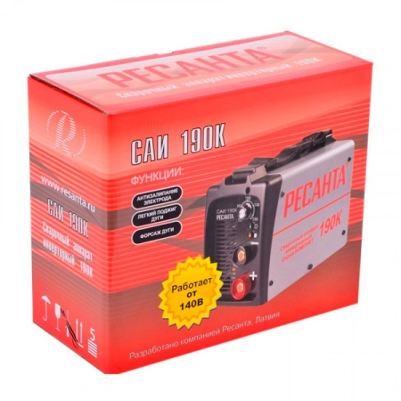 Сварочный инвертор РЕСАНТА САИ 190К, компакт, 65/36 купить за 5 337 руб. в Новосибирске