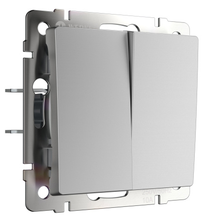 Выключатель 2-клавишный (серебряный) / WL06-SW-2G / W1120006, WERKEL купить за 588 руб. в Новосибирске