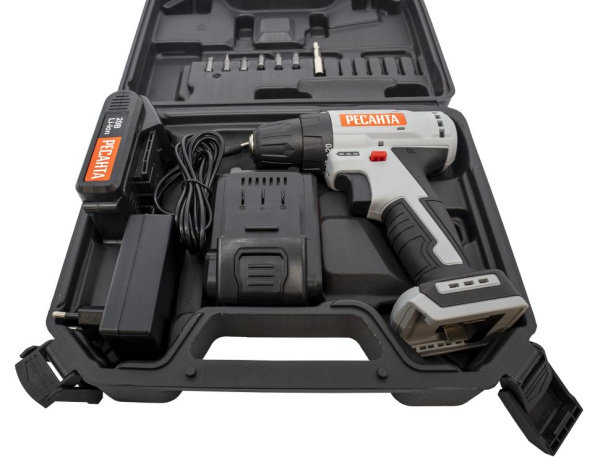 Дрель-шуруповерт аккумуляторная ДА-20-2ЛК-Б (2,0 А/ч) (бесщеточный двигатель) Ресанта, шт, 75/14/10 купить за 8&nbsp;117 руб. в Новосибирске