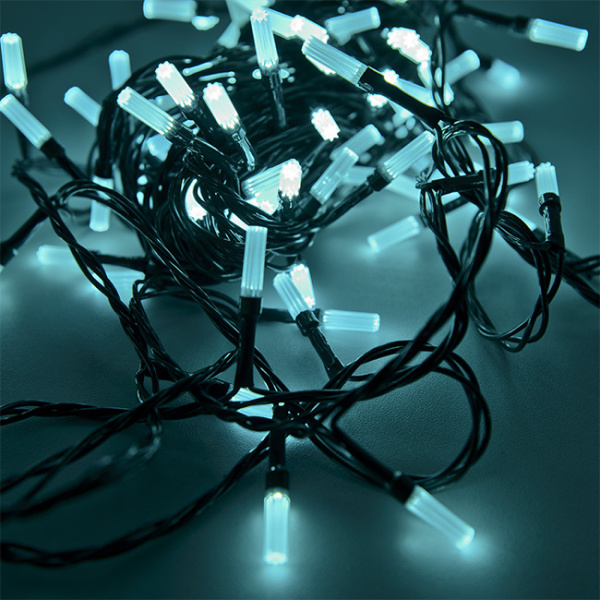 Гирлянда светодиодная "Лучики", SE-BEAM-110Т, 10М, 100LED, бирюзовый, темно-зел. шнур 0,7м, контр, Funray, 2582 купить за 377 руб. в Новосибирске