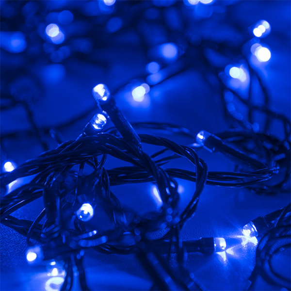 Гирлянда светодиодная "Рисовая" RL-110B, 10M, 100 LED, синий, черный шнур (2578) купить за 0 руб. в Новосибирске